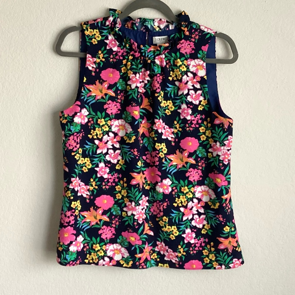 \J. Crew Factory\ Printed Ruffleneck Blouse